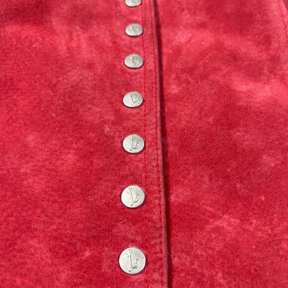 Live a Little Red Suede Leather Snap Jacket XL - Picture 4 of 6